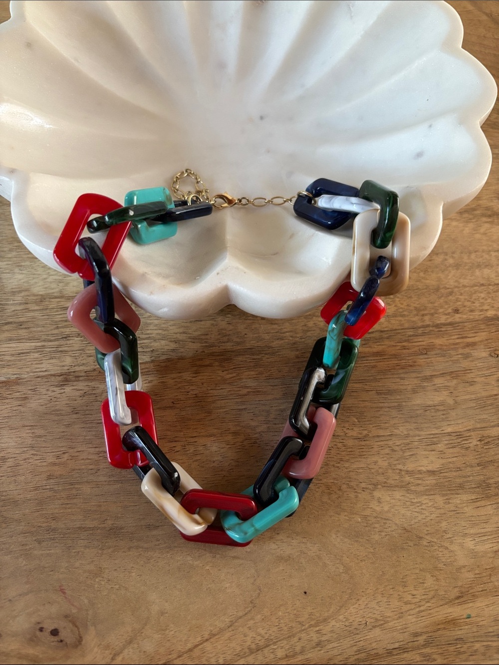 Erin McDermott Multicolor Acrylic Link Statement Necklace